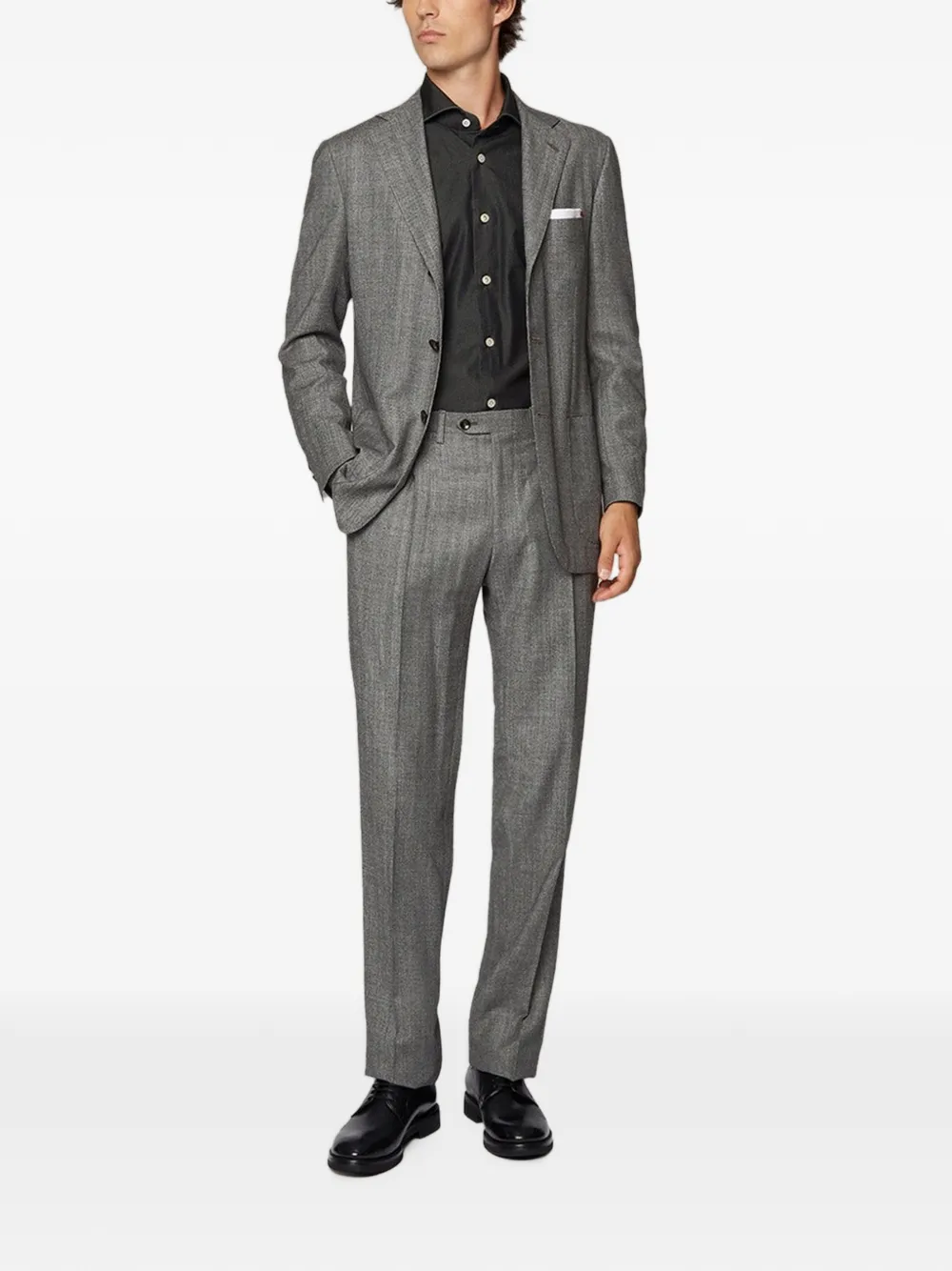 Kiton herringbone wool suit Grijs