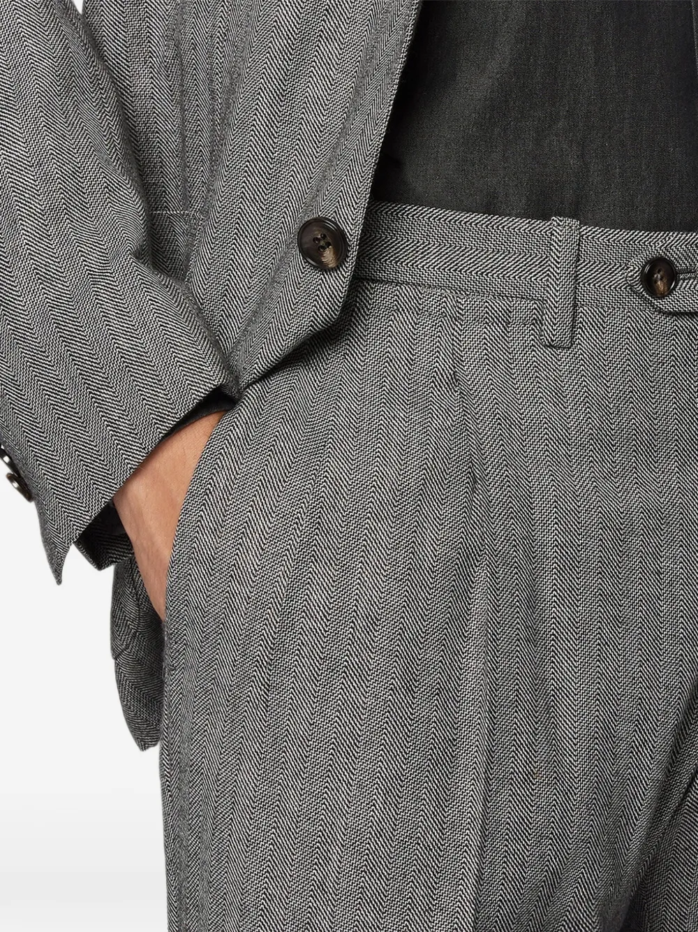 Kiton herringbone wool suit Grijs