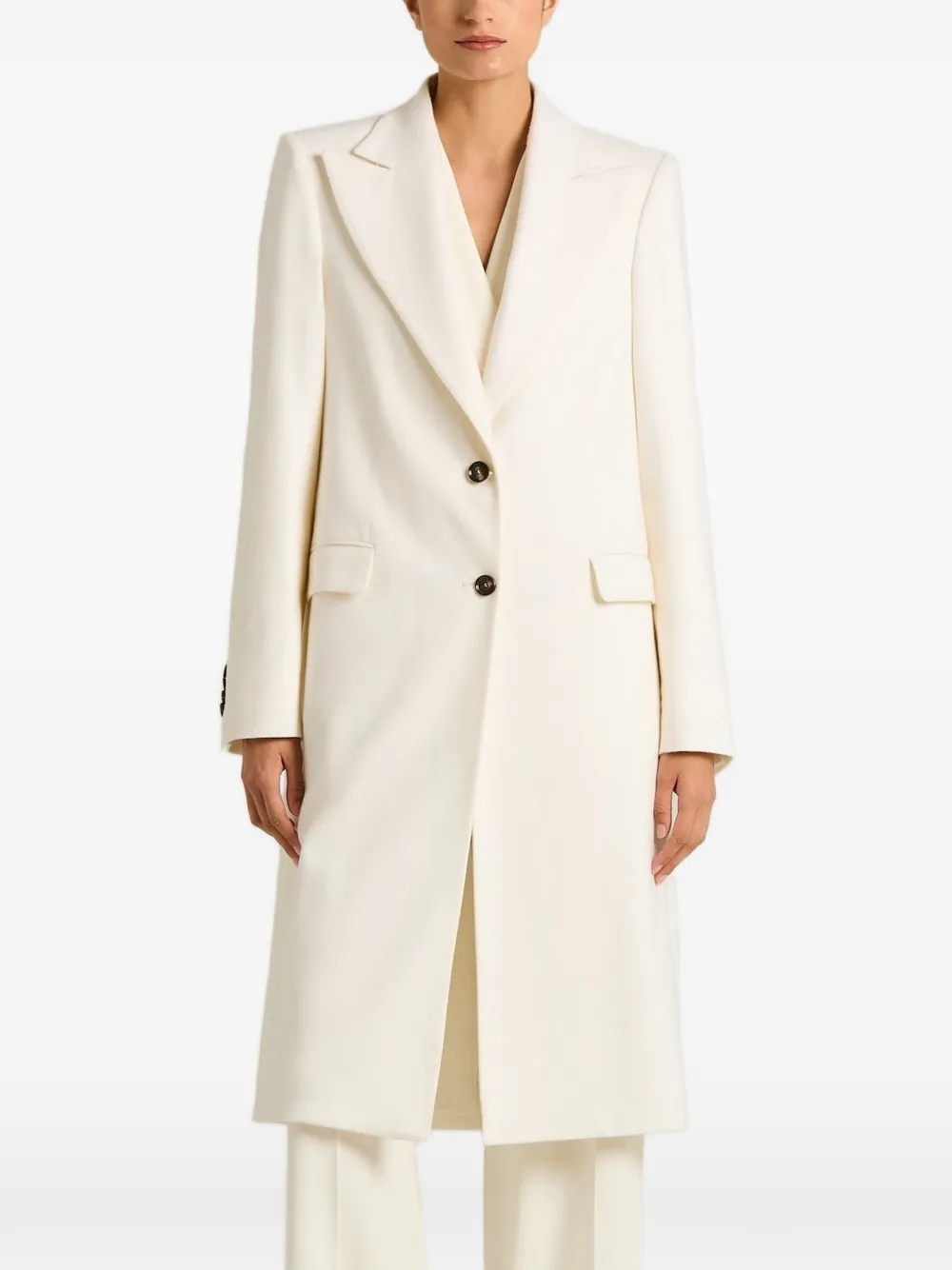 Kiton cashmere wide-lapel coat Wit