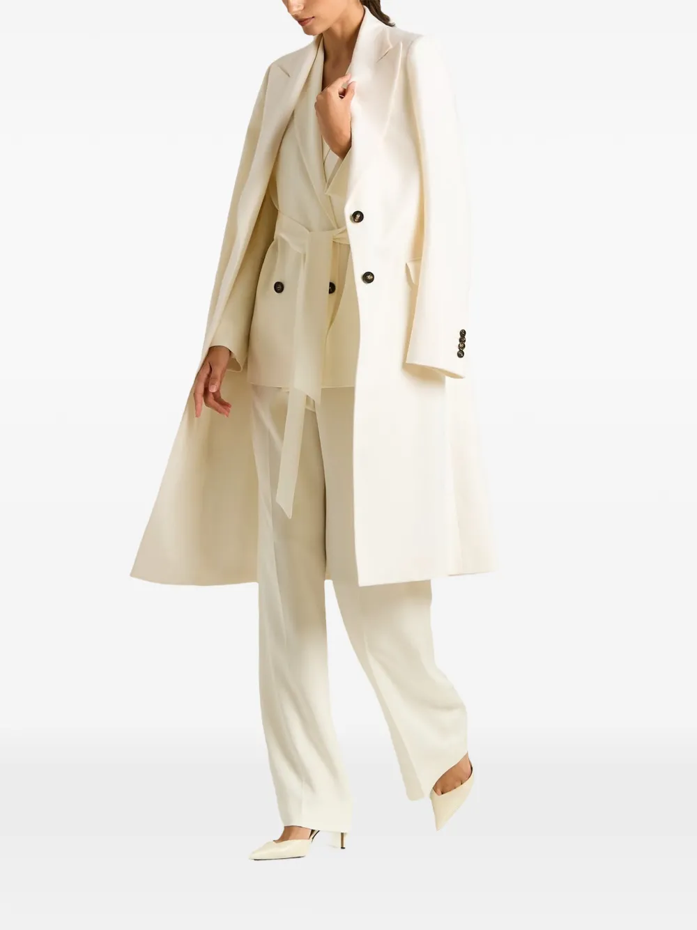 Kiton cashmere wide-lapel coat Wit