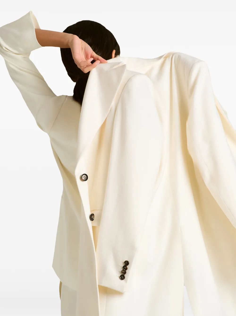 Kiton cashmere wide-lapel coat Wit