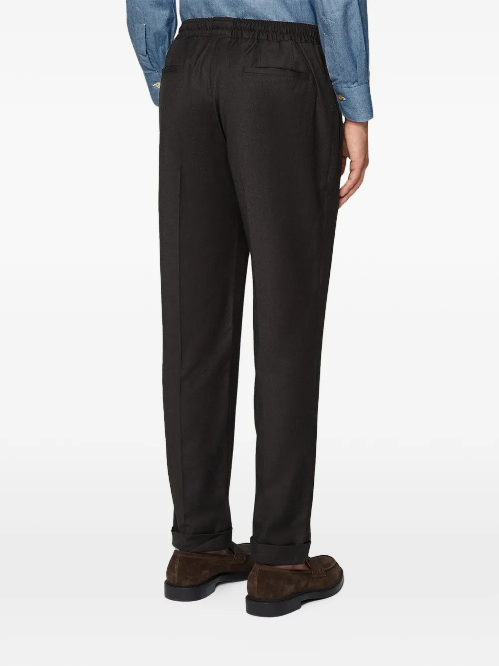 Kiton elasticated pleated tailored trousers Bruin