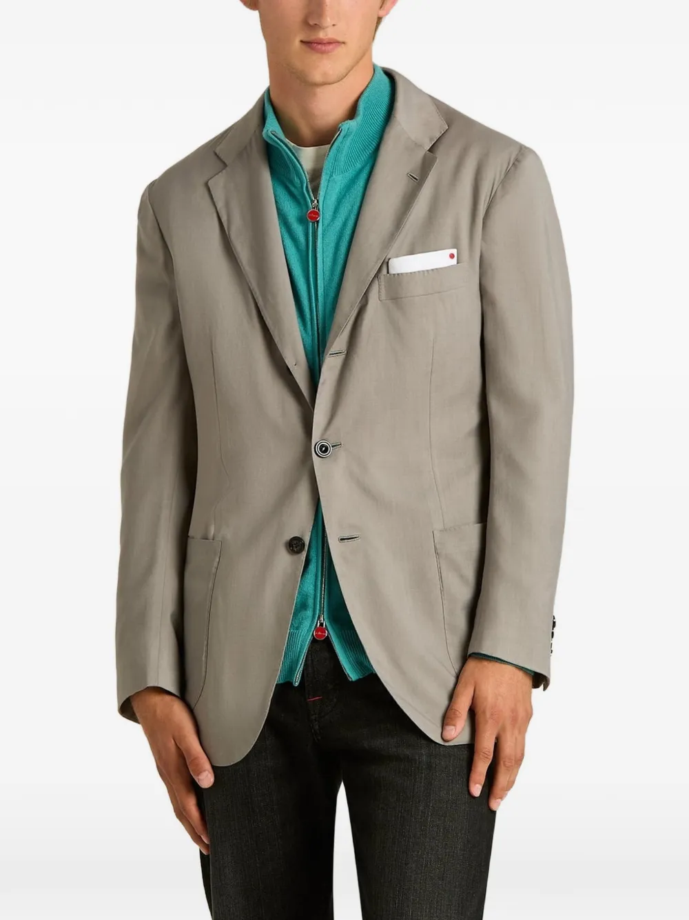 Kiton Blazer met enkele rij knopen Grijs