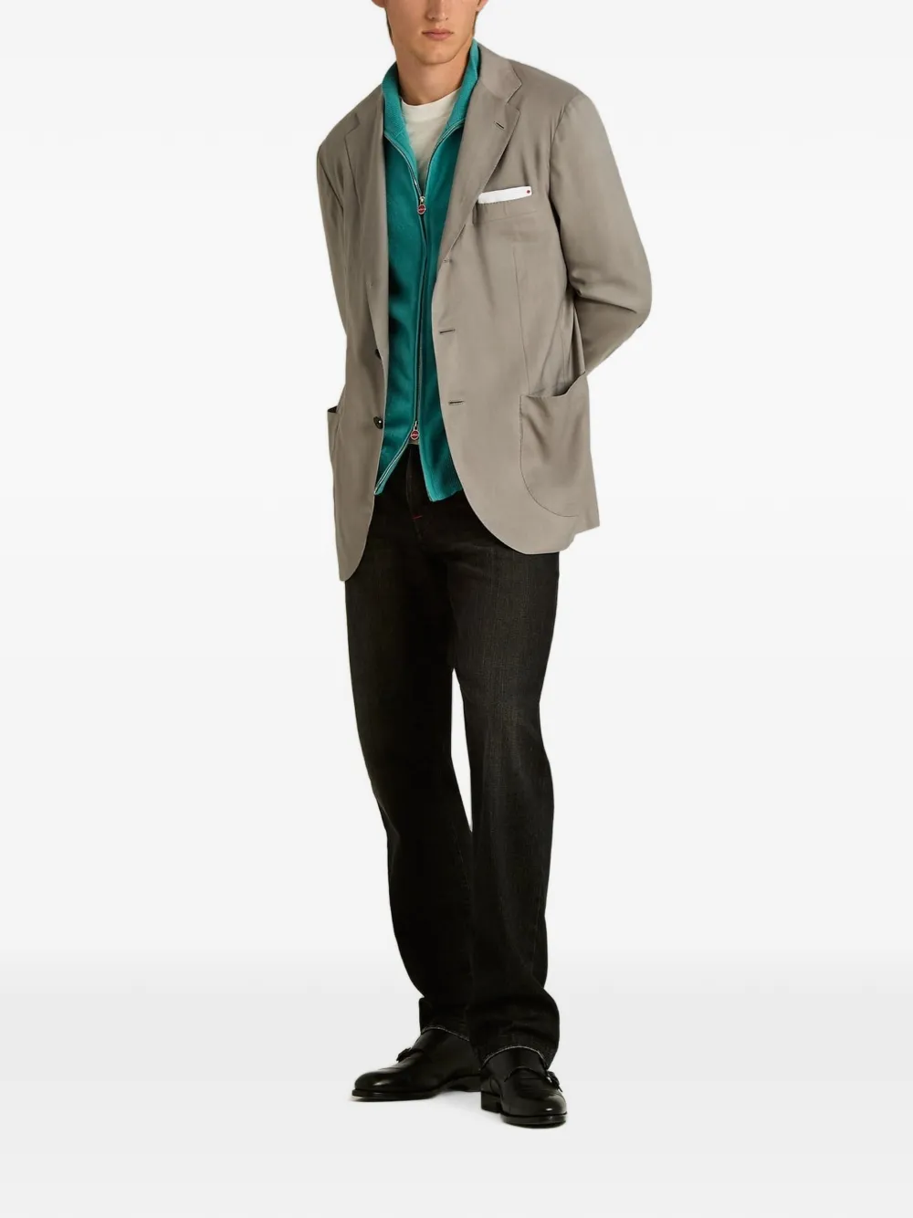 Kiton Blazer met enkele rij knopen Grijs