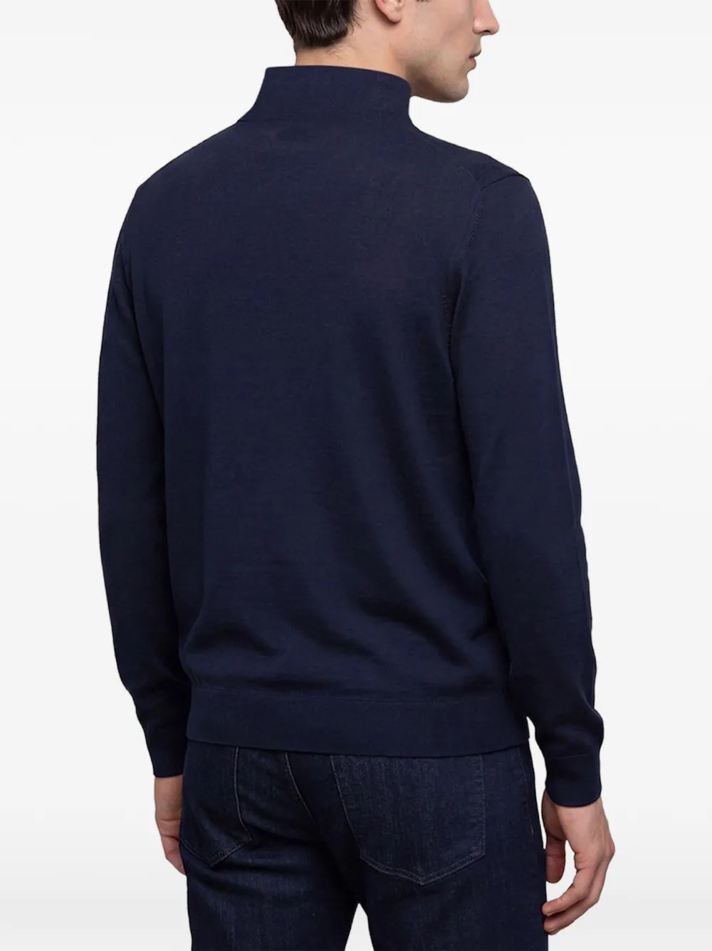 Kiton mock-neck half-zip sweater Blauw