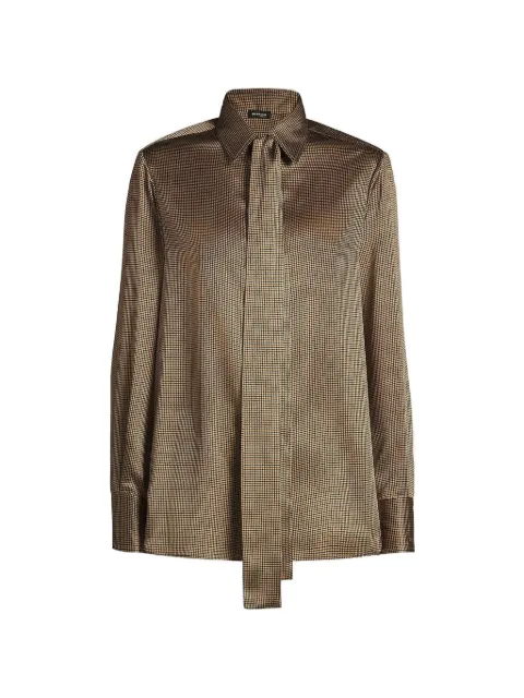 Kiton micro-pattern pussy-bow shirt