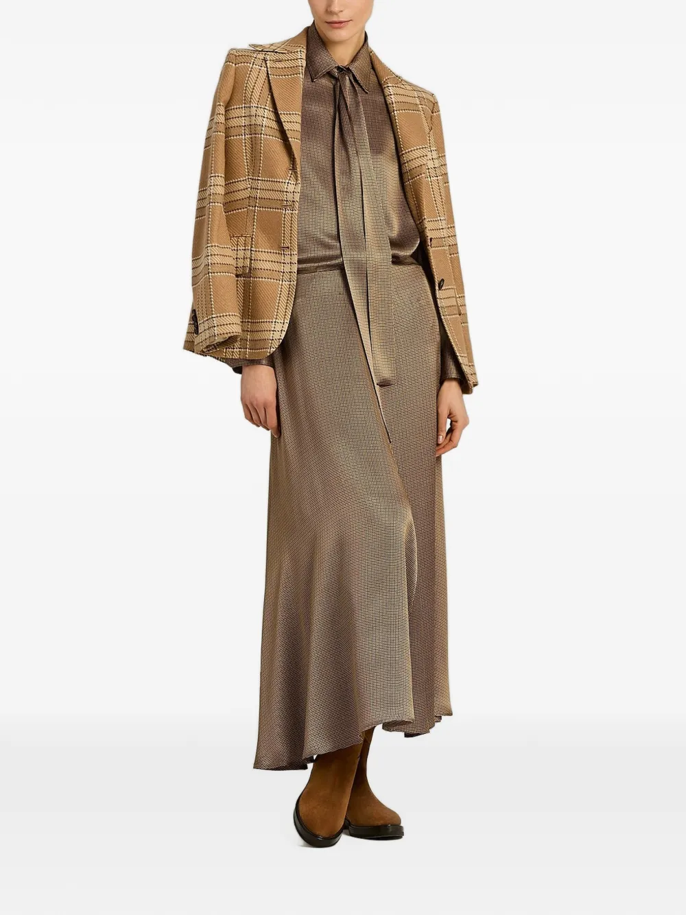 Kiton micro-pattern pussy-bow shirt Bruin