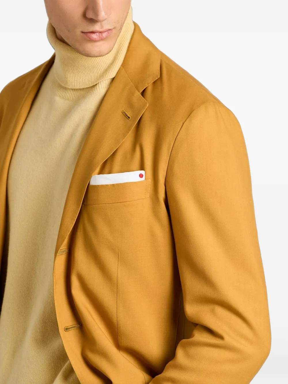 Kiton Blazer met enkele rij knopen Geel
