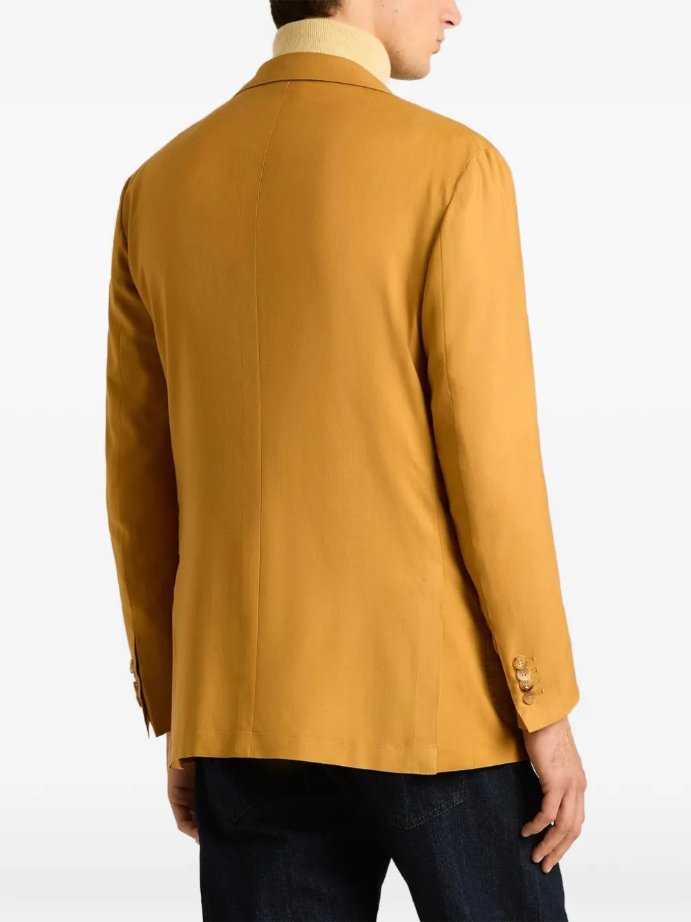 Kiton Blazer met enkele rij knopen Geel
