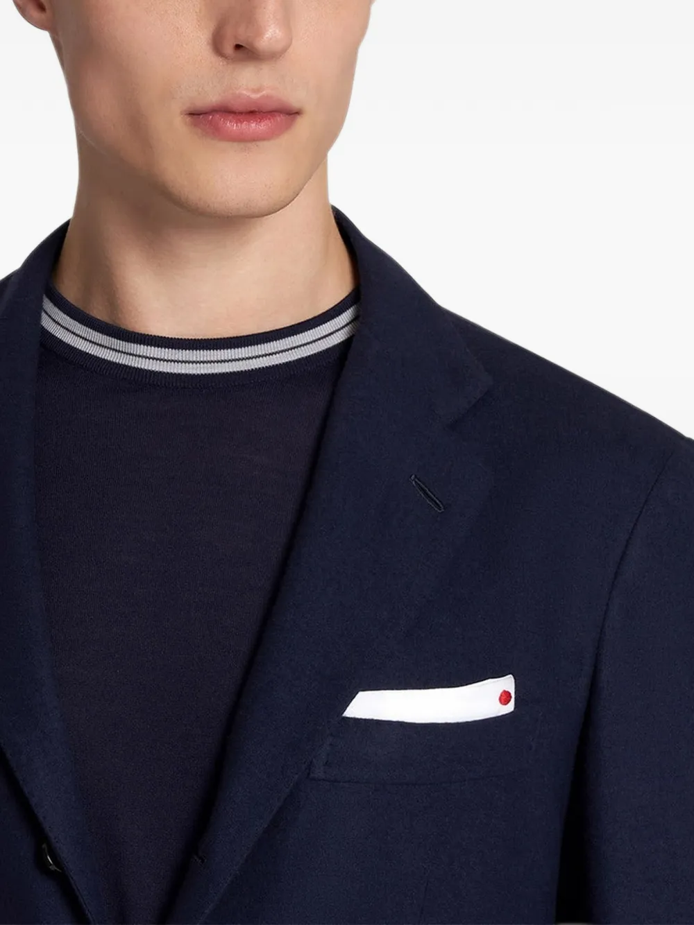 Kiton single-breasted virgin wool jacket Blauw