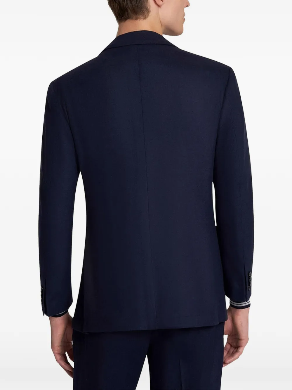 Kiton single-breasted virgin wool jacket Blauw
