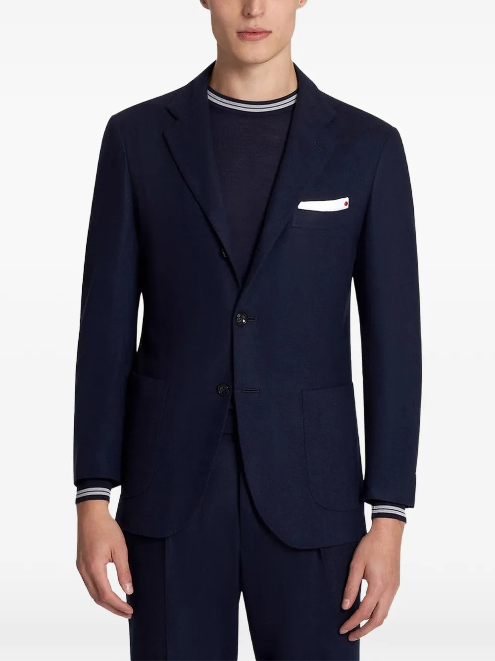 Kiton single-breasted virgin wool jacket Blauw