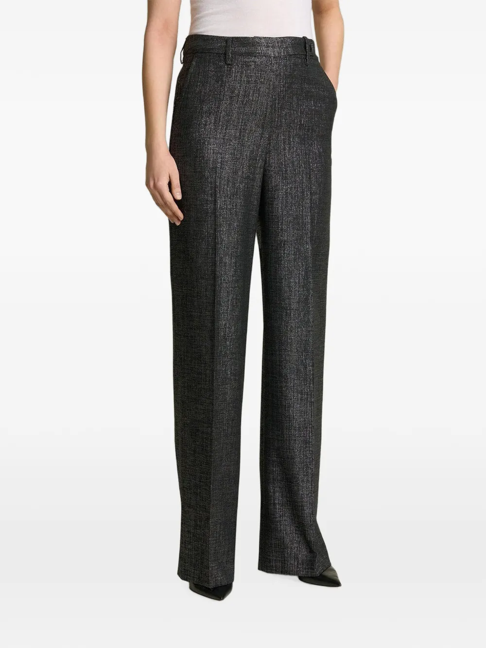Kiton textured-finish wool-blend trousers Grijs