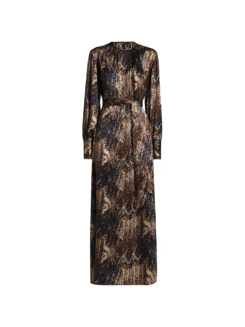 Kiton abstract-print belted midi dress