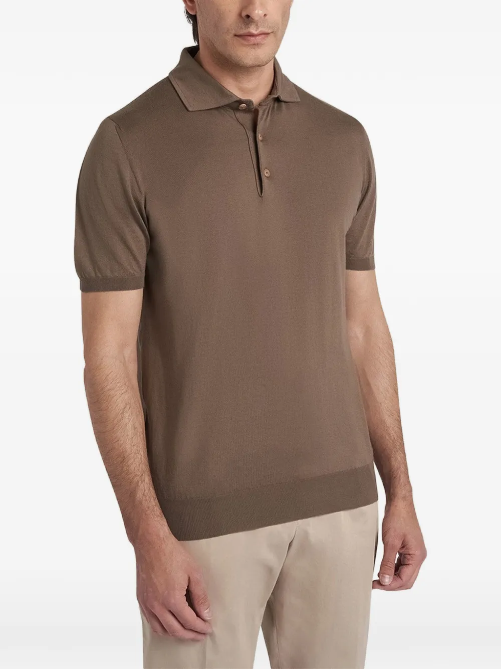 Kiton short-sleeved cotton polo shirt Bruin
