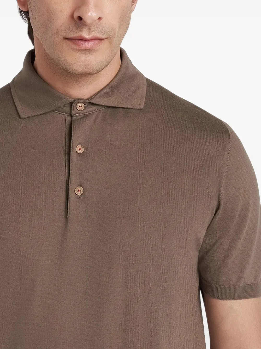 Kiton short-sleeved cotton polo shirt Bruin