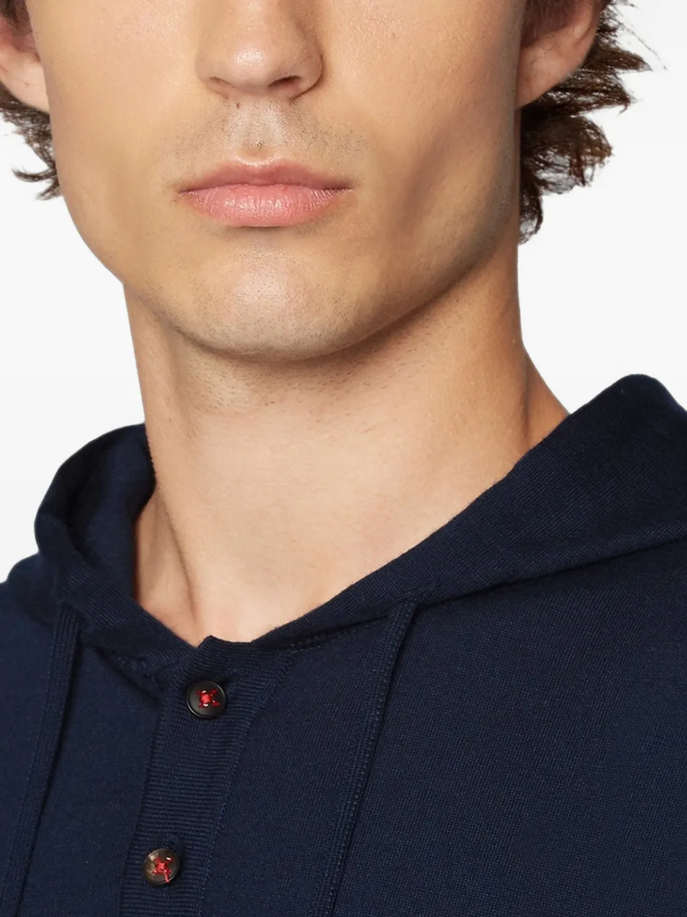 Kiton Button-up hoodie Blauw