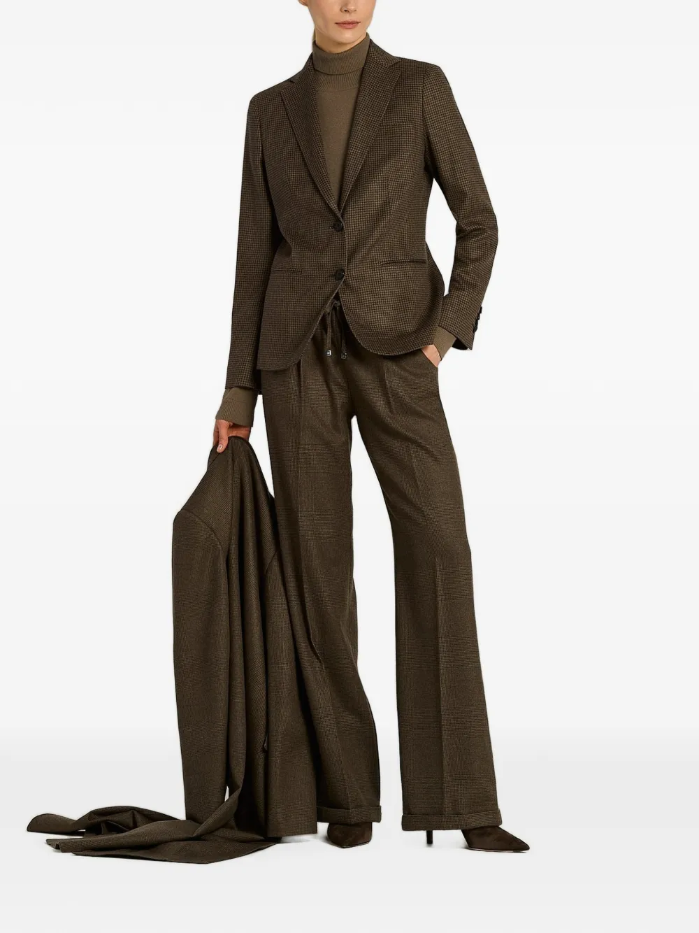Kiton houndstooth single-breasted blazer Bruin