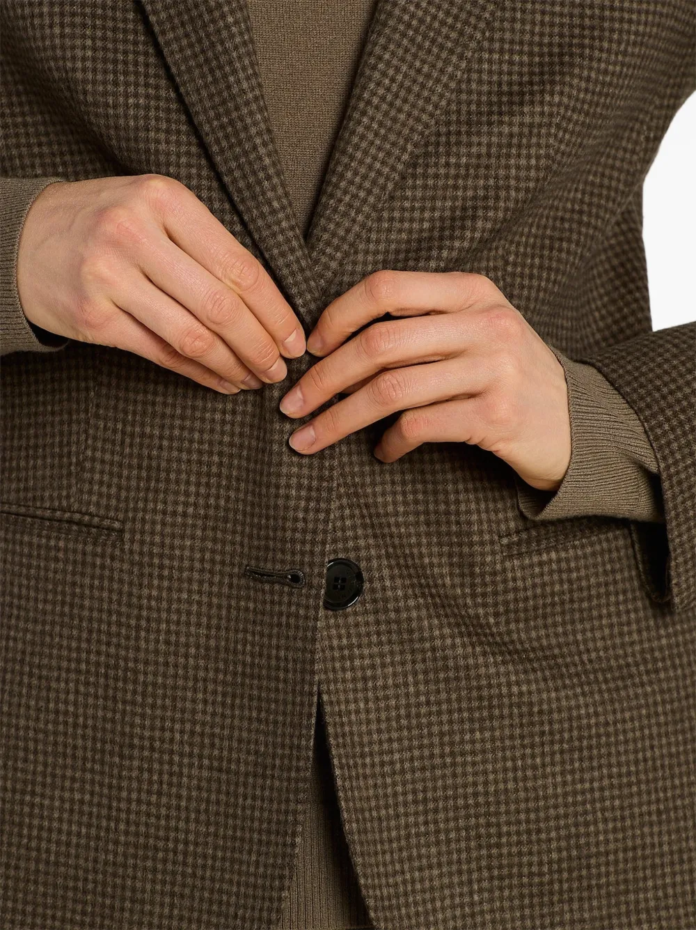 Kiton houndstooth single-breasted blazer Bruin