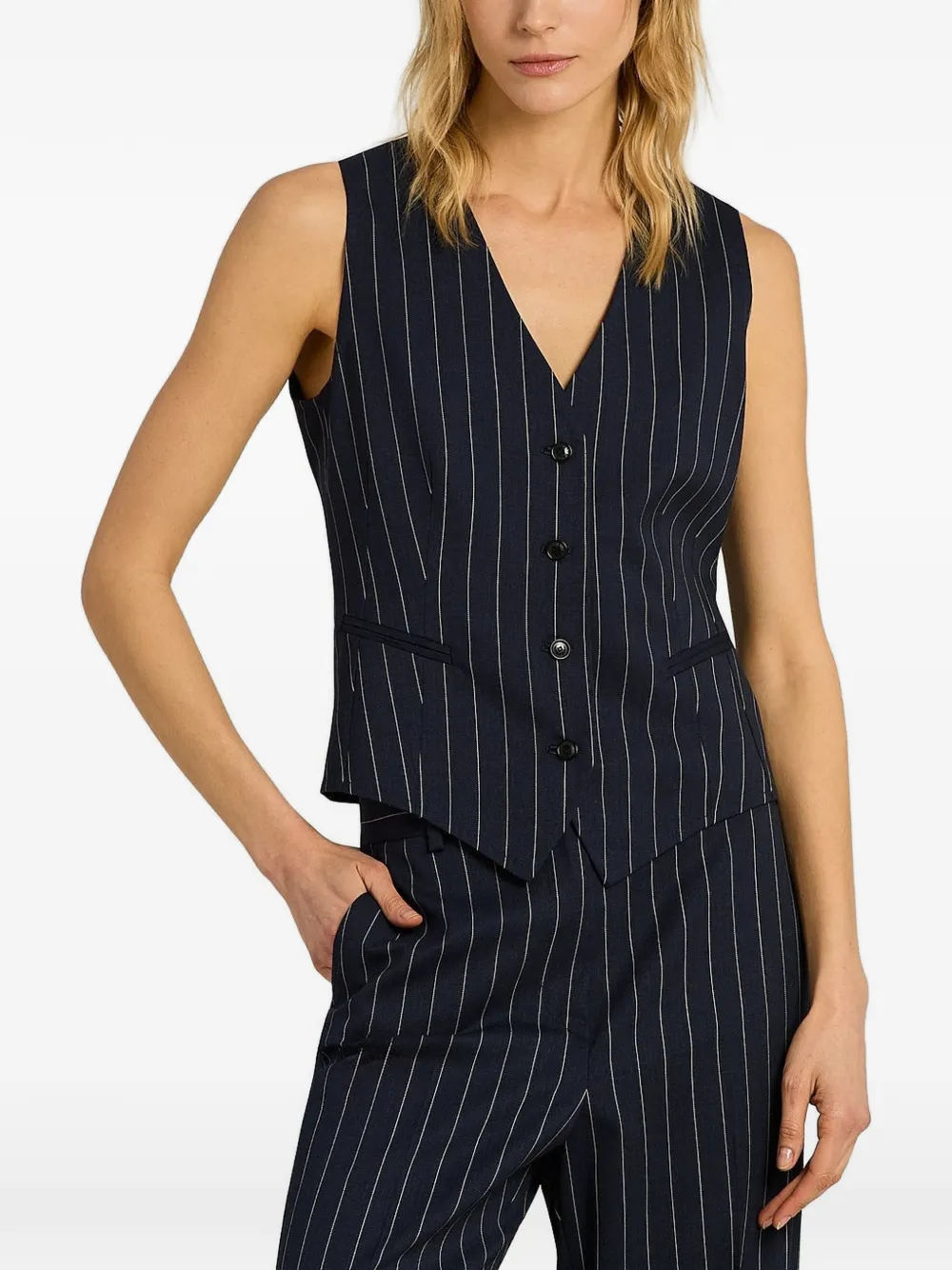 Kiton Gilet met krijtstreep Blauw