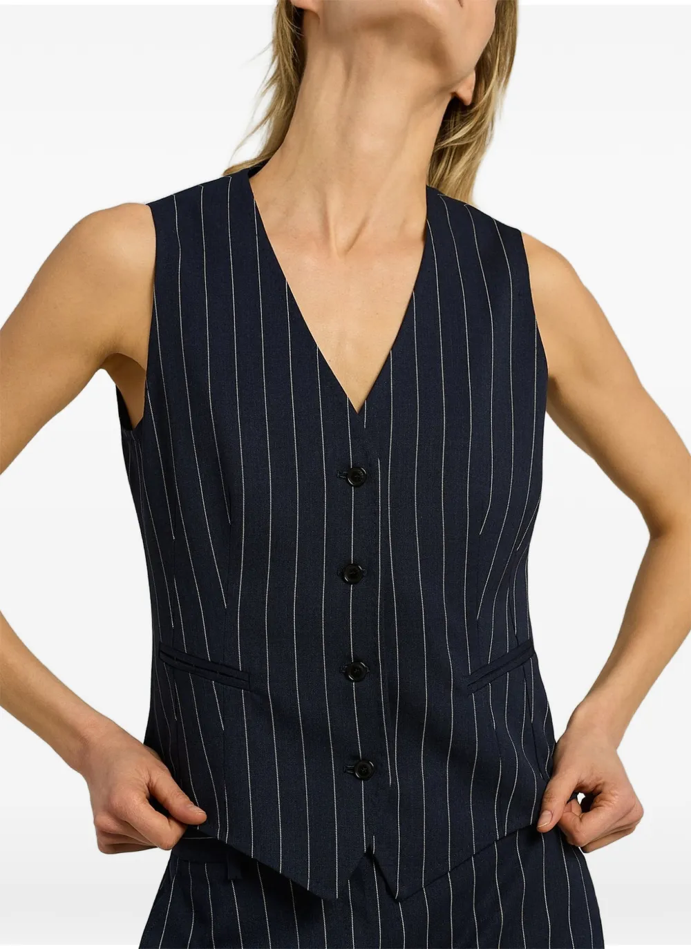 Kiton Gilet met krijtstreep Blauw