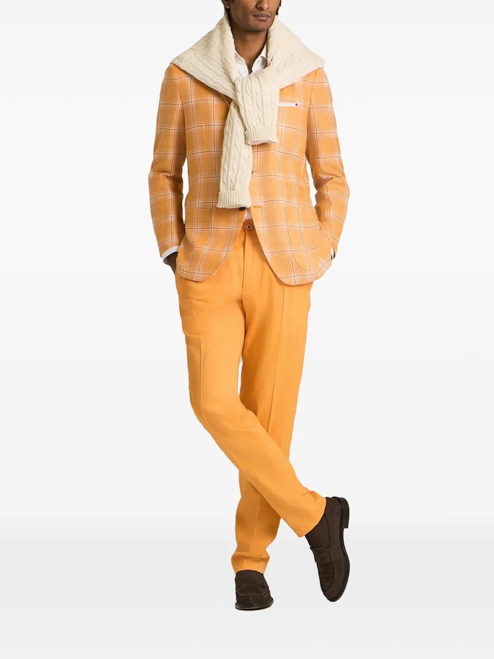 Kiton Broek met trekkoord en details Oranje