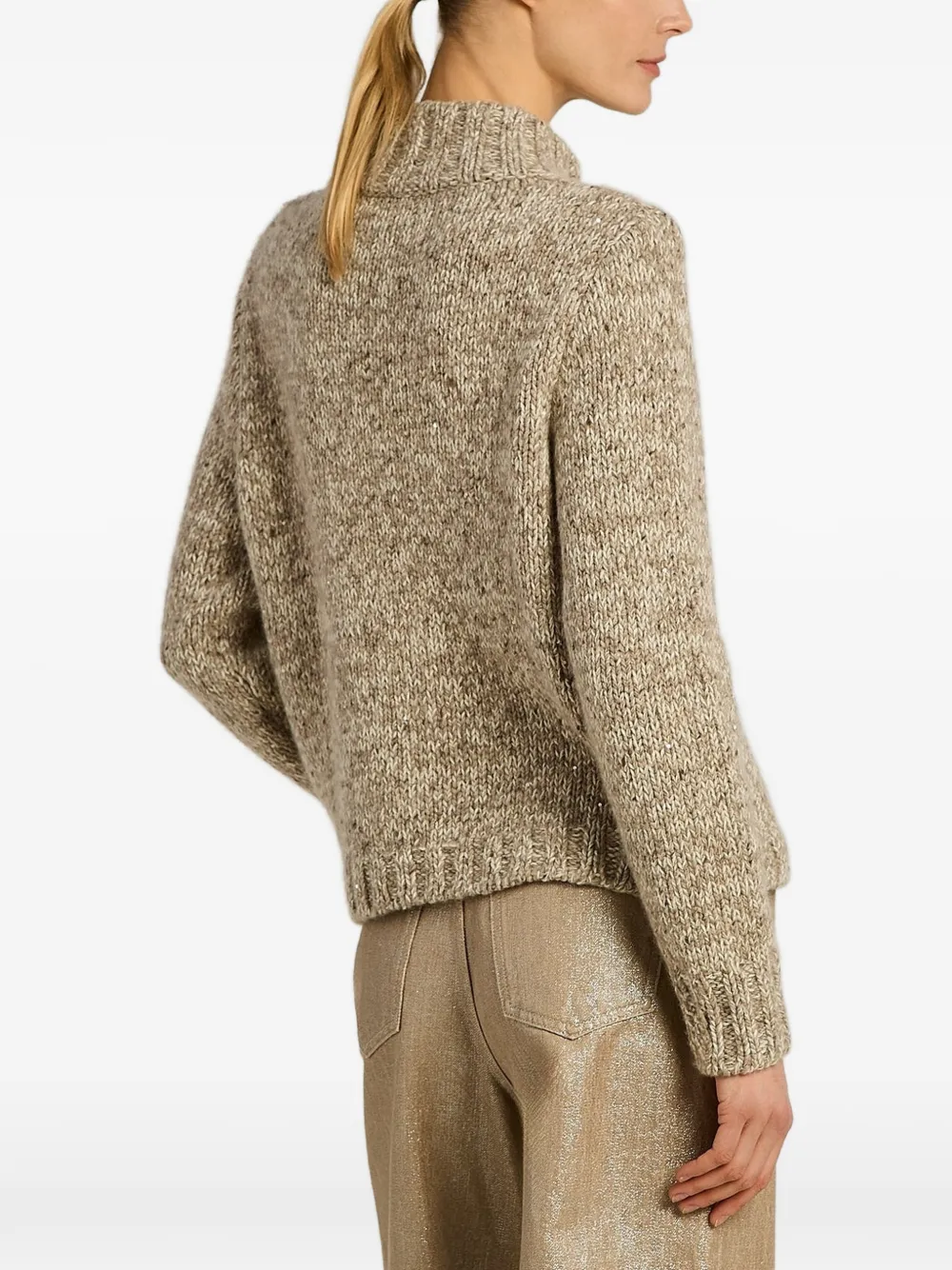 Kiton chunky-knit zip-up cardigan Beige