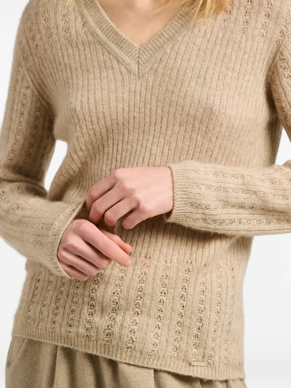 Kiton Trui met V-hals Beige