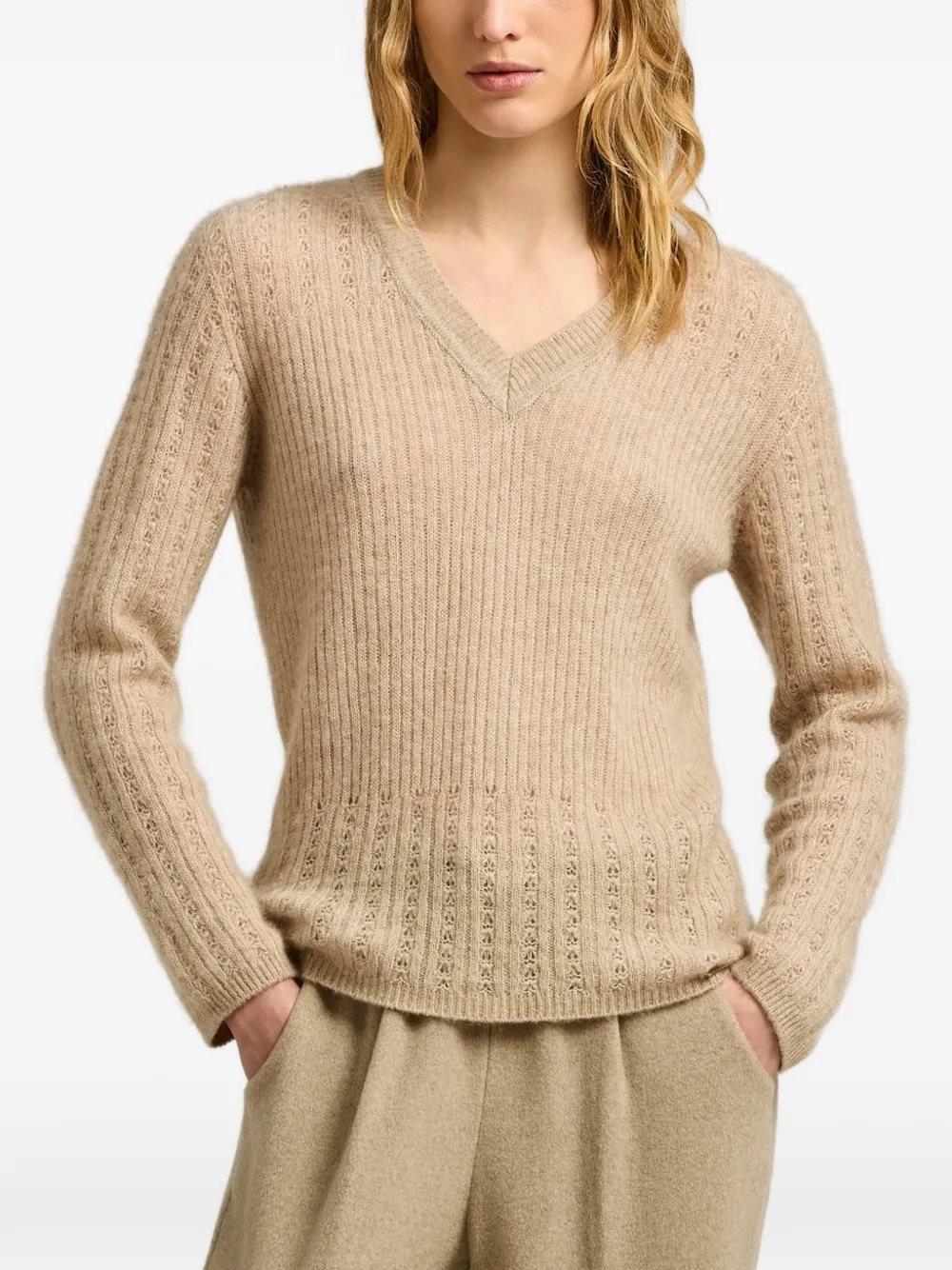 Kiton Trui met V-hals Beige