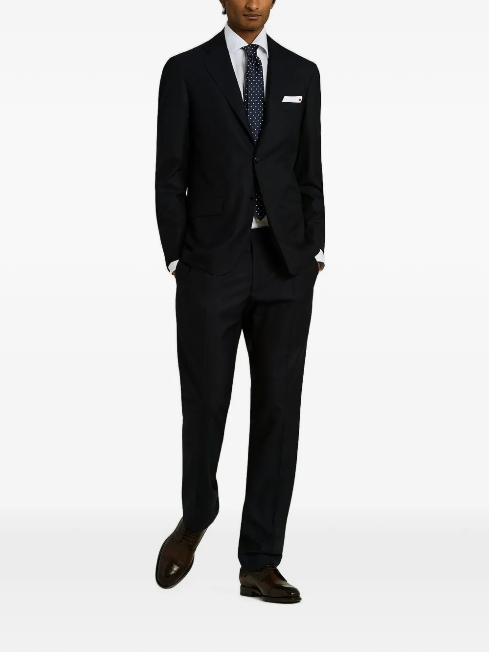 Kiton polka-dot silk tie Blauw