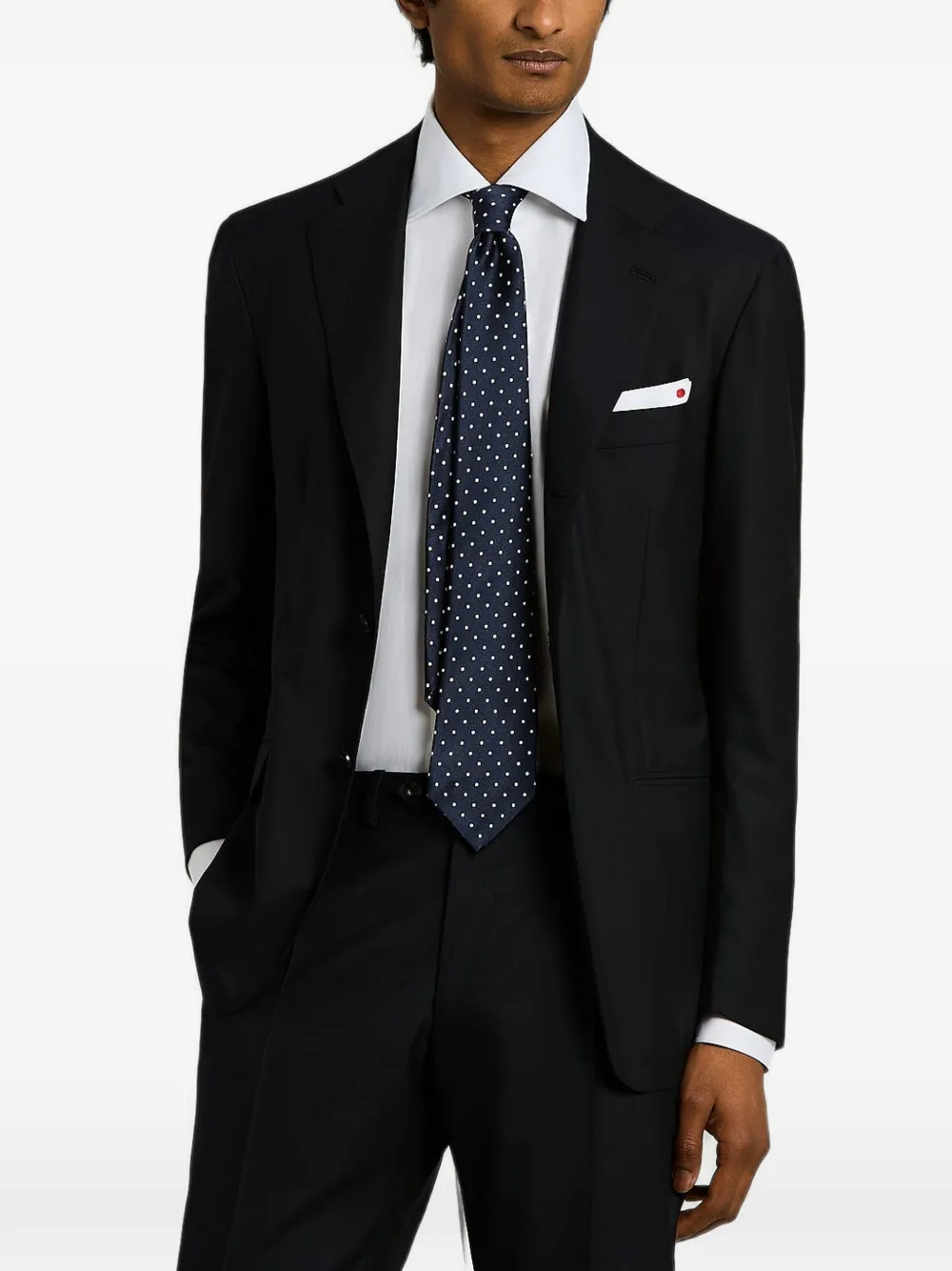 Kiton polka-dot silk tie Blauw