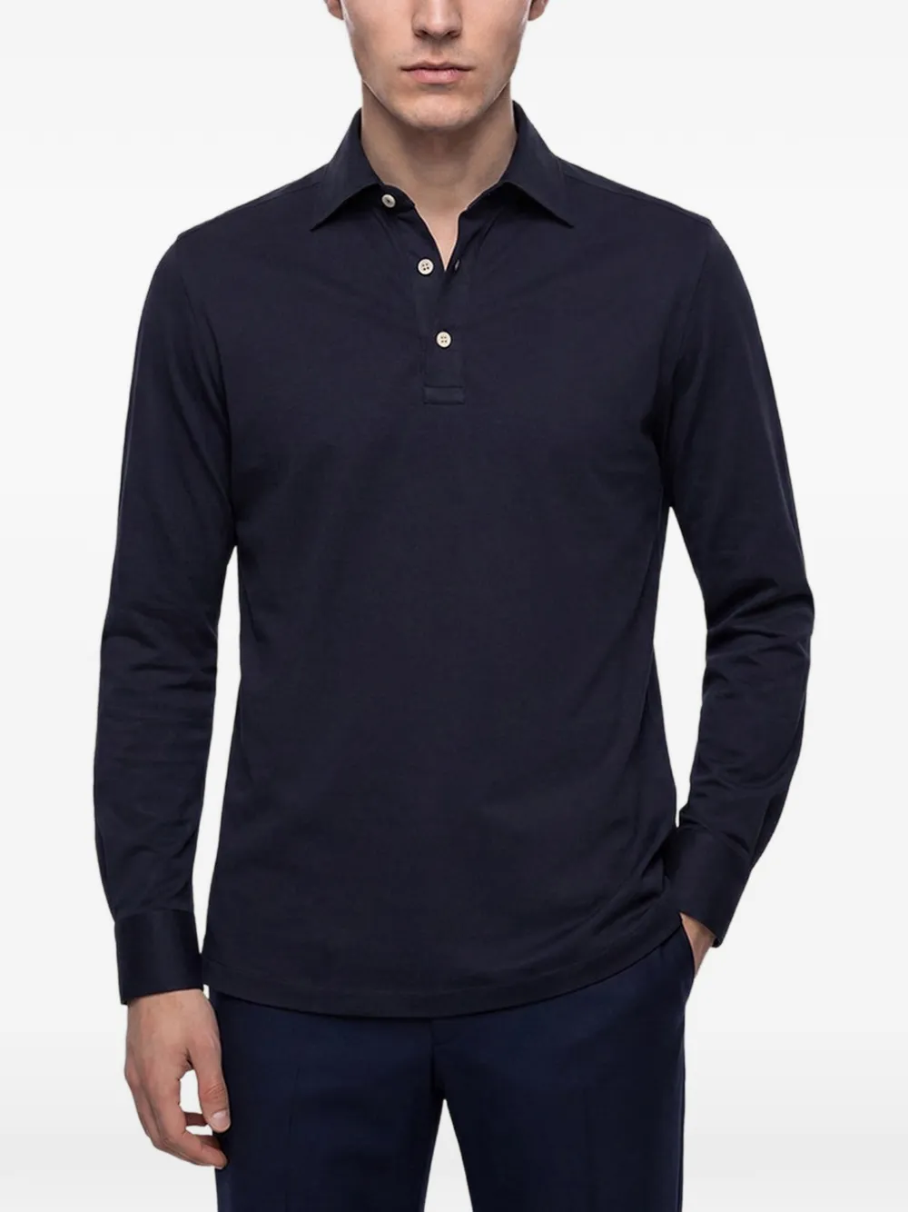 Kiton Positano overhemd met lange mouwen Blauw