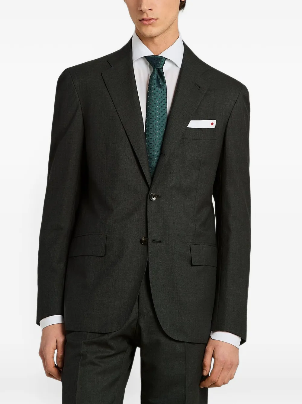 Kiton Zijden stropdas met patroon Groen