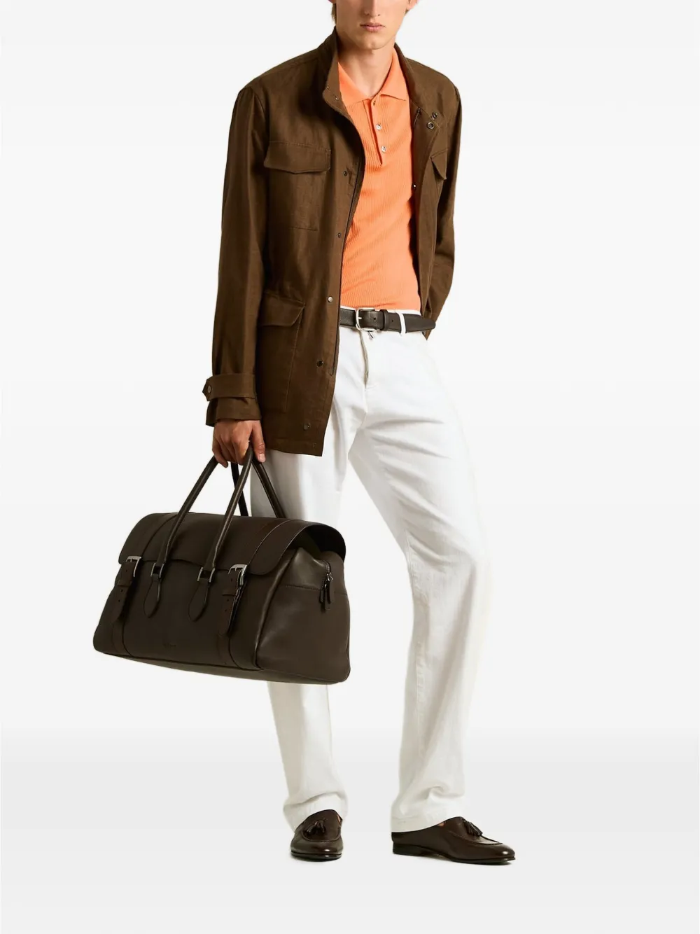 Kiton Leren riem Bruin