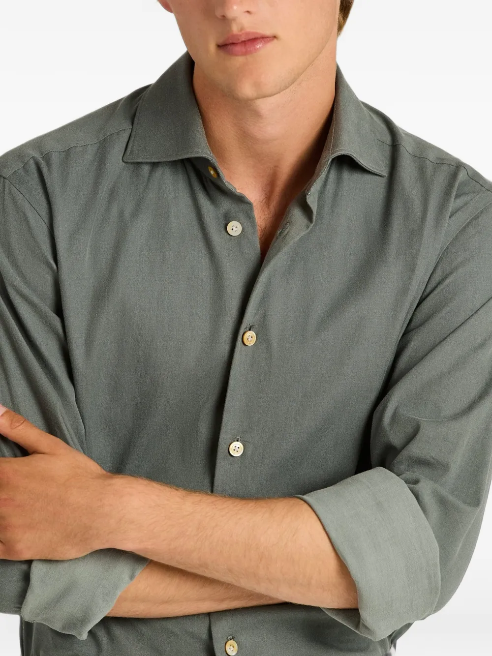 Kiton Katoenen overhemd Groen
