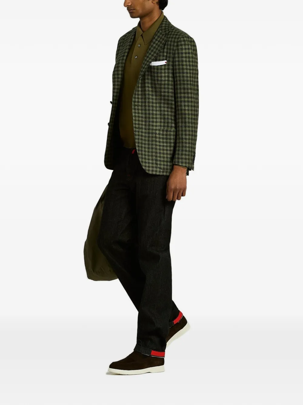 Kiton checked single-breasted blazer Groen