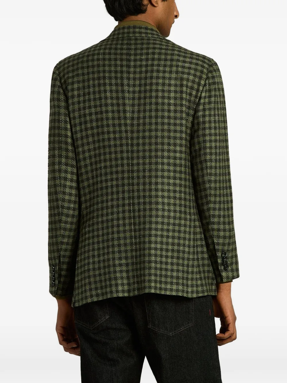 Kiton checked single-breasted blazer Groen