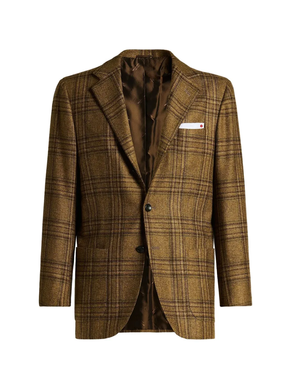 Kiton tartan single-breasted blazer Bruin