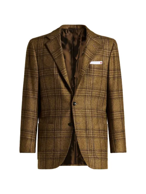 Kiton tartan single-breasted blazer
