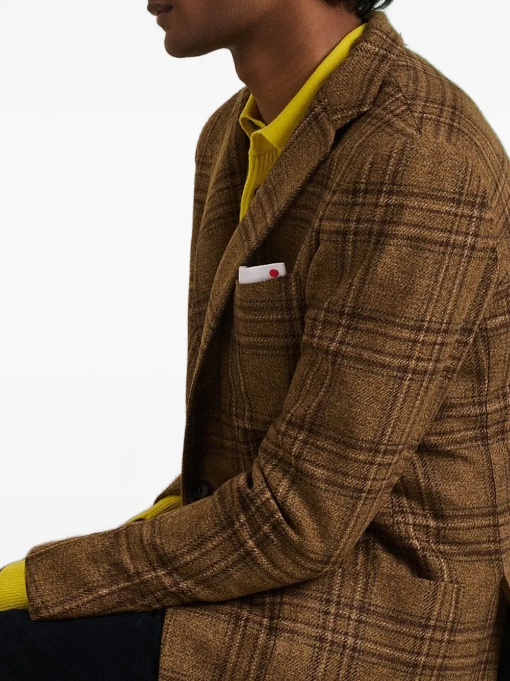 Kiton tartan single-breasted blazer Bruin