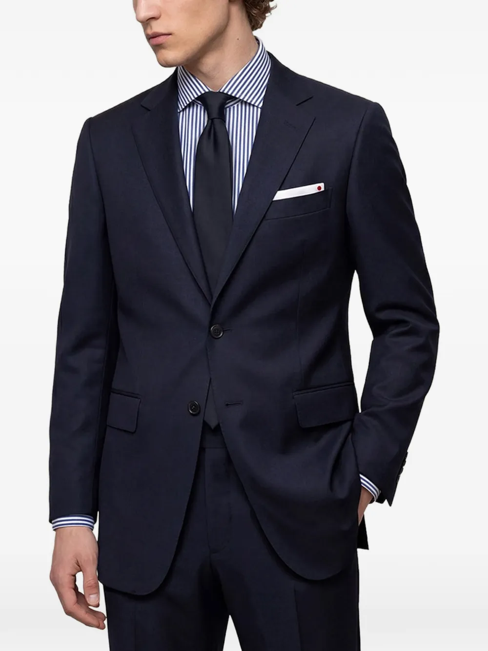Kiton single-breasted wool suit Blauw