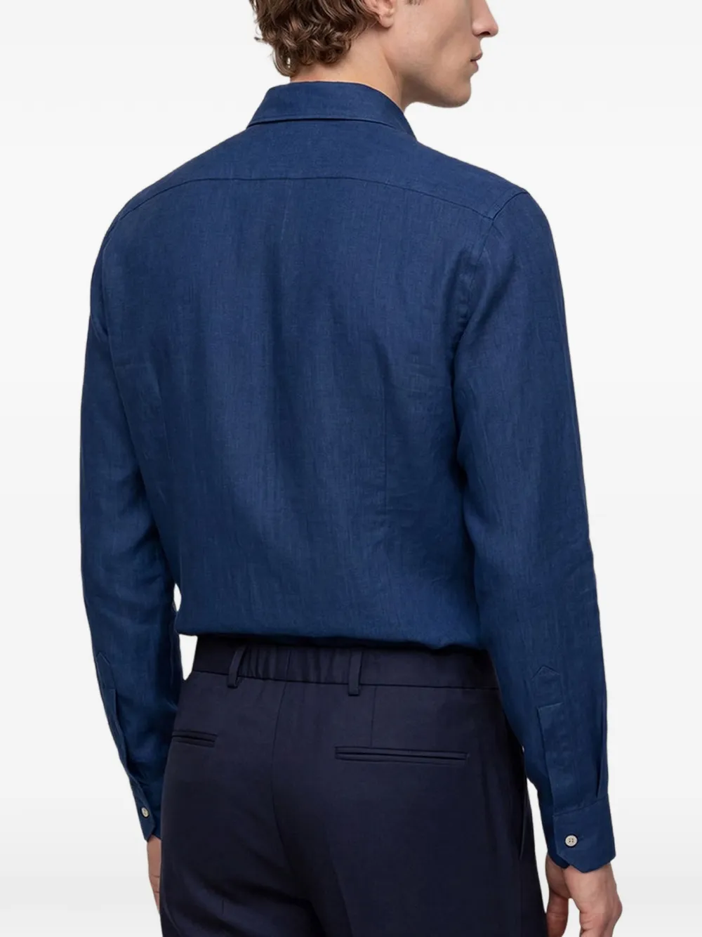 Kiton Katoenen overhemd met denim-effect Blauw