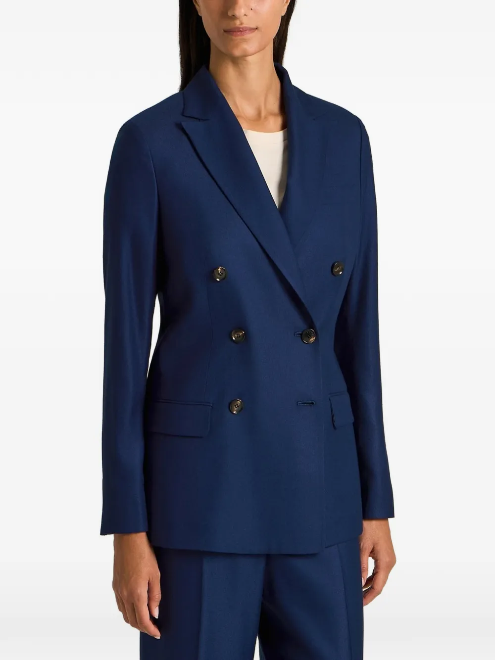 Kiton double-breasted peaked-lapel blazer Blauw