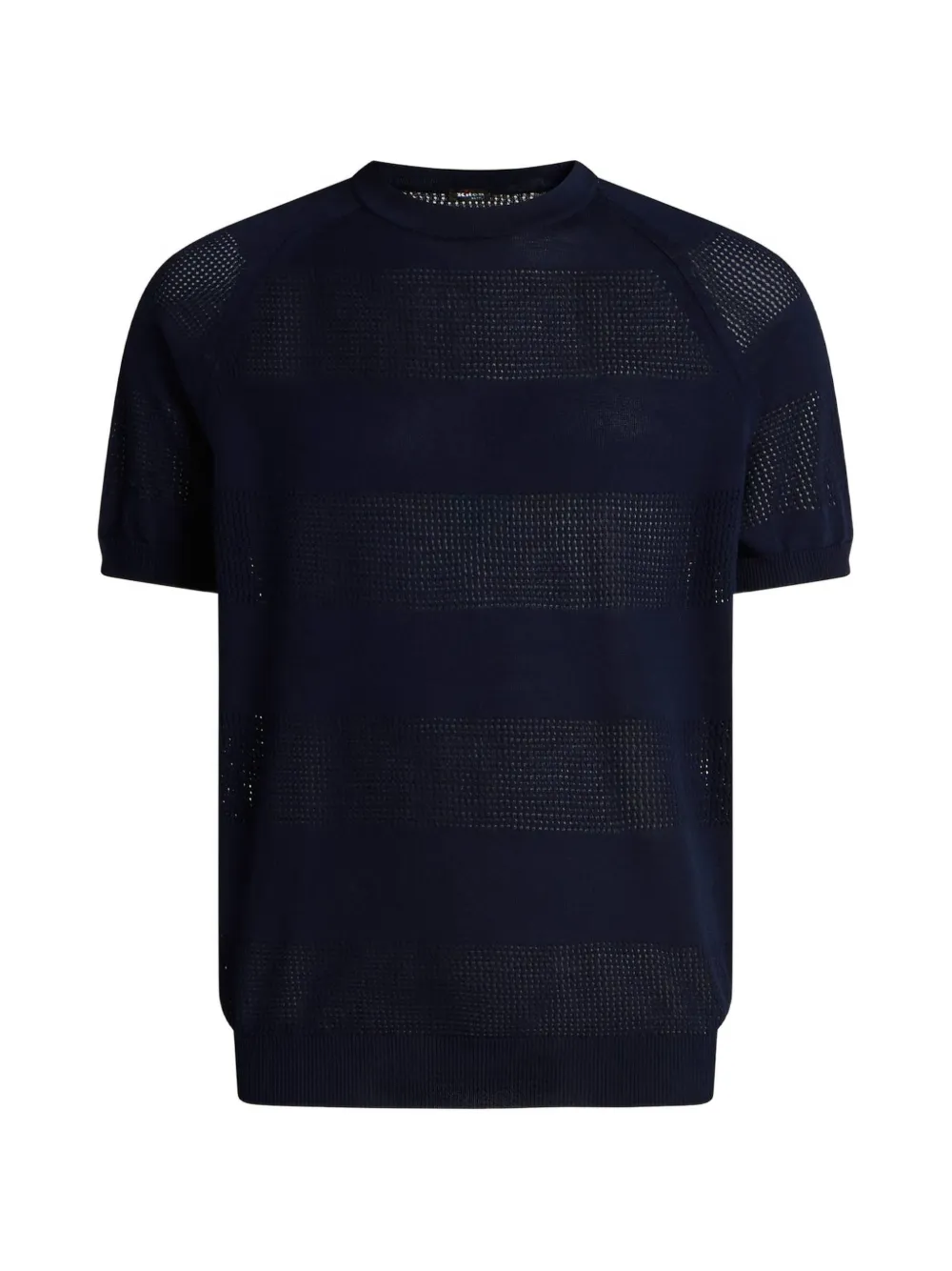 Kiton openwork-stripe crew-neck t-shirt Blauw