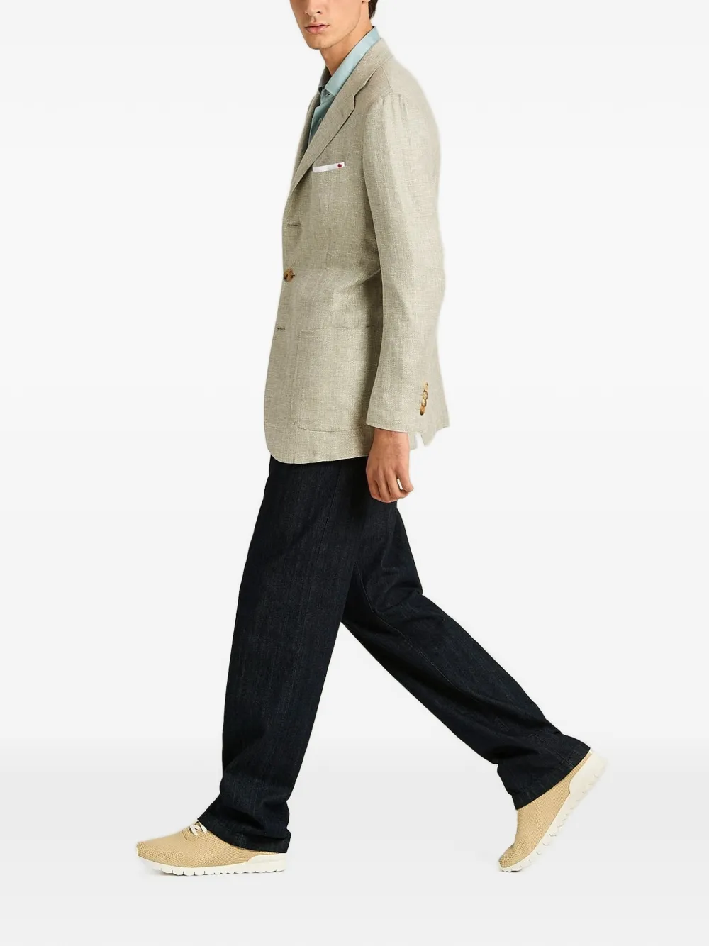 Kiton Straight jeans met knopen Blauw