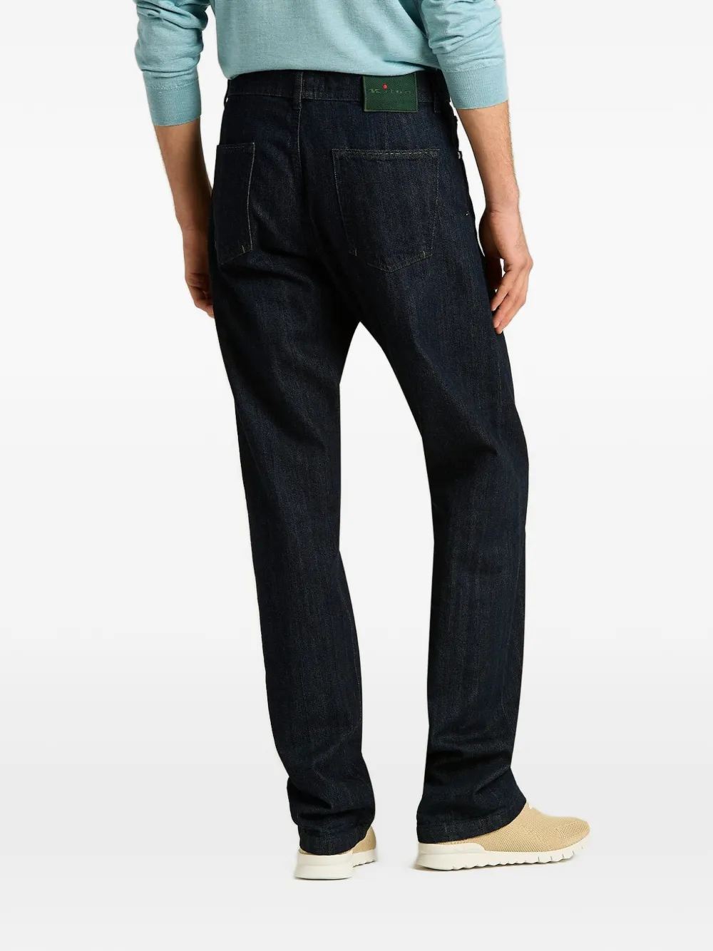 Kiton Straight jeans met knopen Blauw