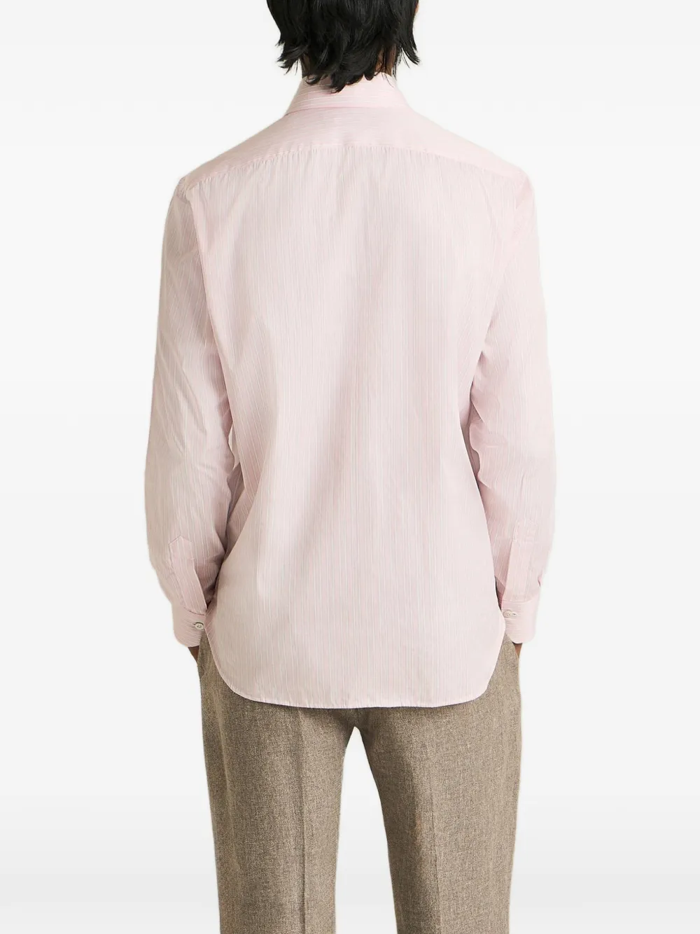 Kiton Gestreept katoenen overhemd Roze