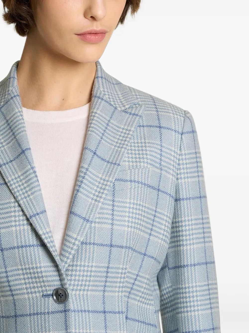 Kiton checked single-breasted blazer Blauw