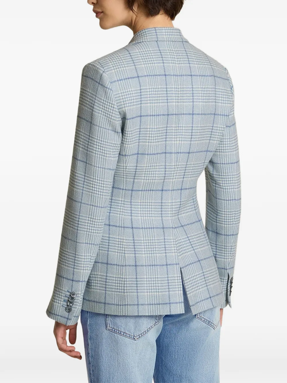Kiton checked single-breasted blazer Blauw