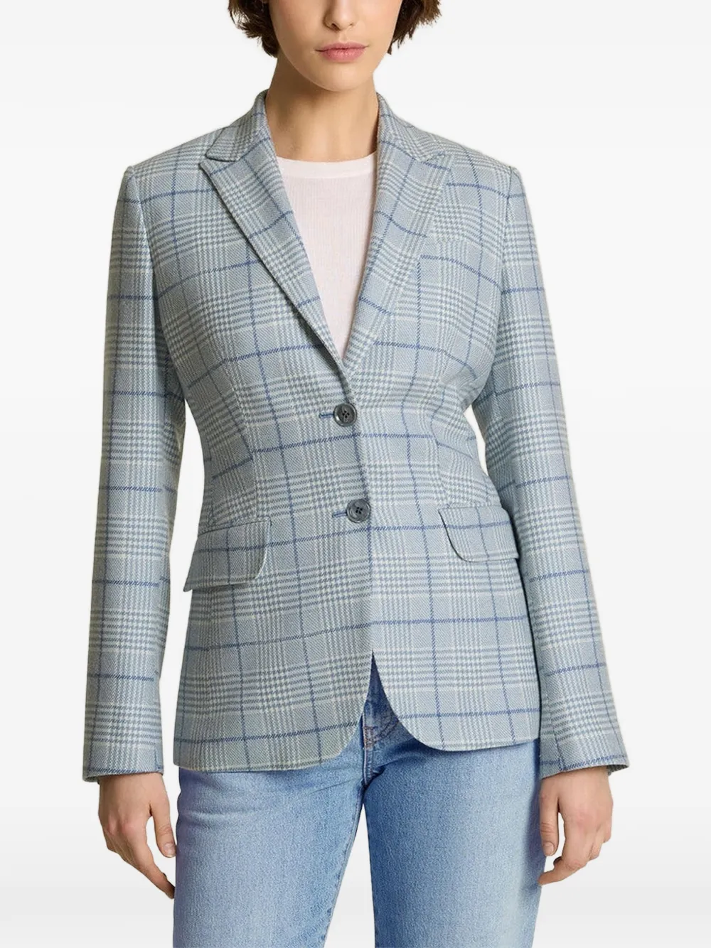 Kiton checked single-breasted blazer Blauw